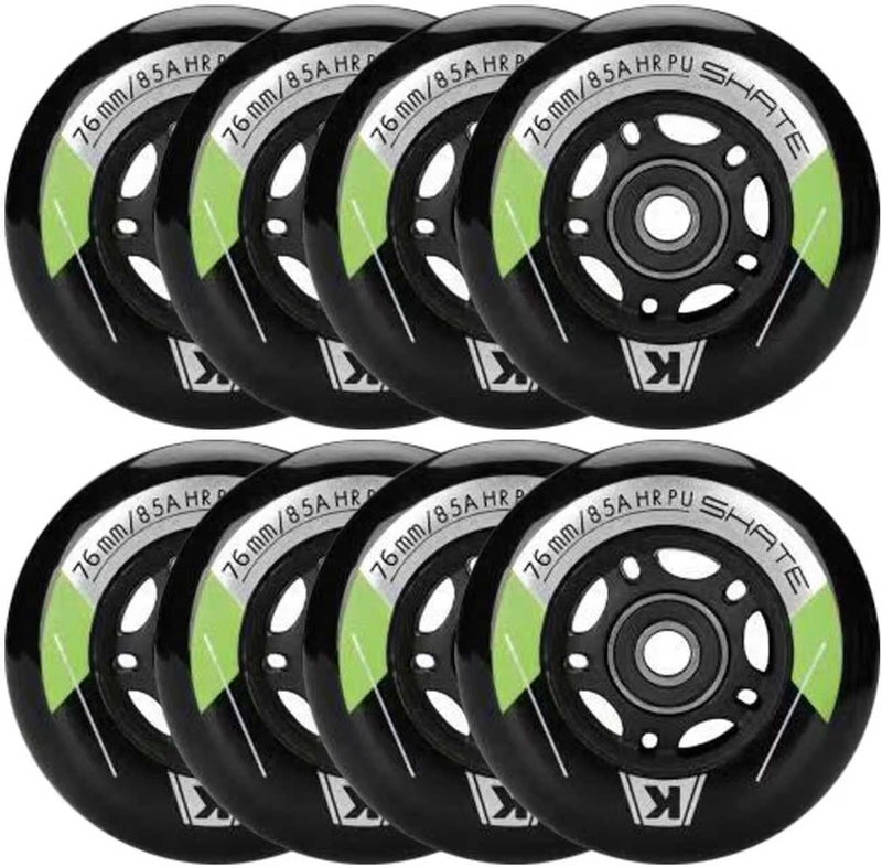Kutrick 8 Pack Inline Skate Wheels 64mm, 70mm, 72mm, 76mm, 80mm - ABEC9 Bearing - 85A Durometer PU - Compatible with Rollerblade, Roller Derby, K2 Skate - Image 1